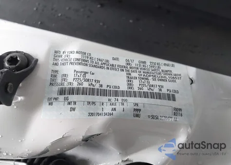 2017 Ford C-Max Energi Se z USA, uszkodzony, nr VIN 1FADP5EU3HL108537